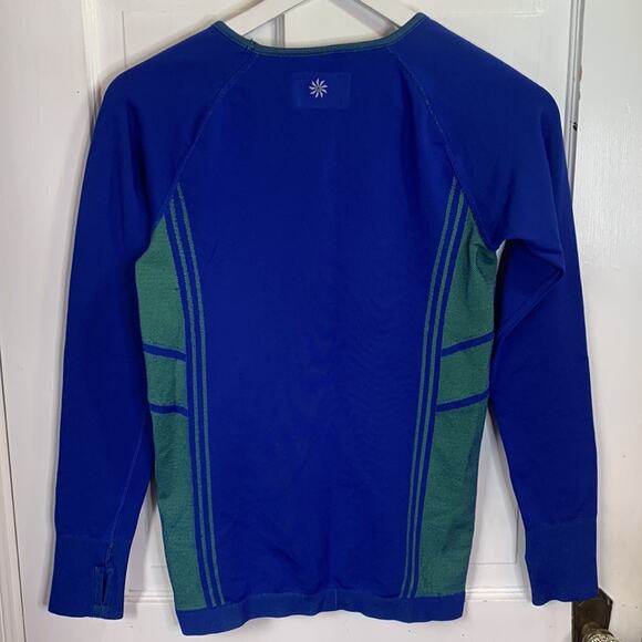 Athleta Neothermal Long Sleeve Blue Green Crewneck Layering Top W-036 Sz M - Picture 6 of 8